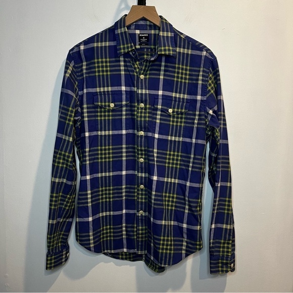 Men’s | Bonobos Blue, White, Yellow Button Down Flannel | Medium - Picture 2 of 6